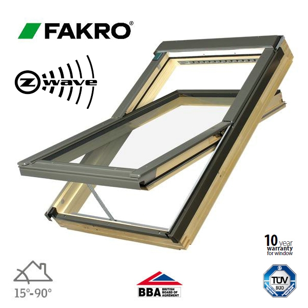 Fakro FTP-V P2/80 Z-Wave Pine Centre Pivot Window - 94cm x 160cm