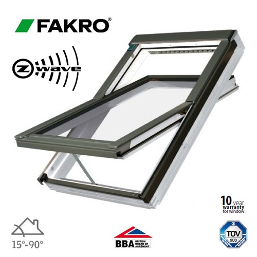 Fakro FTW-V P2/08 Z-Wave White Centre Pivot Window - 94cm x 118cm