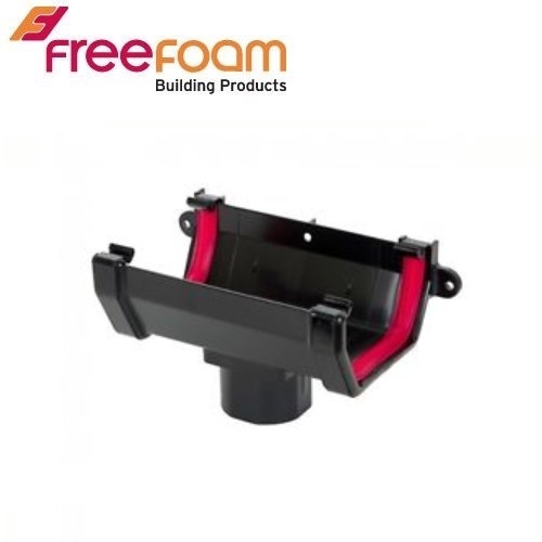 Freeflow Square Style Gutter Running Outlet - Black