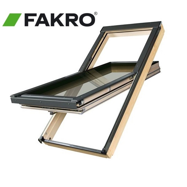 Fakro FTT R3/12 Pine Off-Centre Pivot Window - 134cm x 98cm
