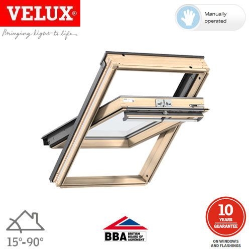 VELUX GGL MK10 3066 Pine Centre Pivot Window Triple Glazed 78 x 160cm