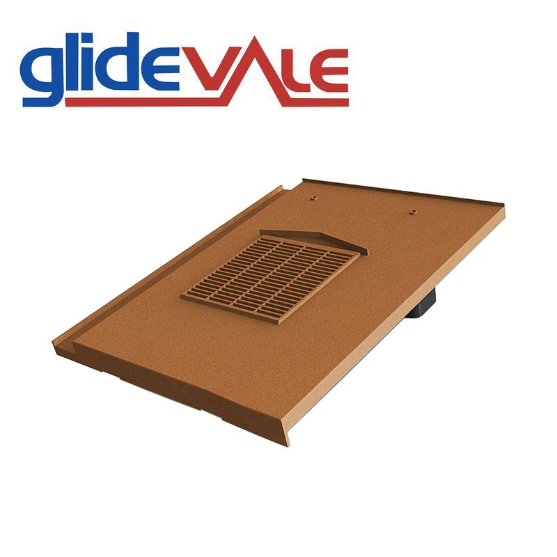 Glidevale Universal Flat Interlocking inline Tile Vent Terracotta