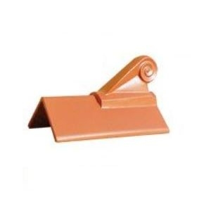 GRC 450mm Plain Angle Ridge with Scroll Finial - Terracotta