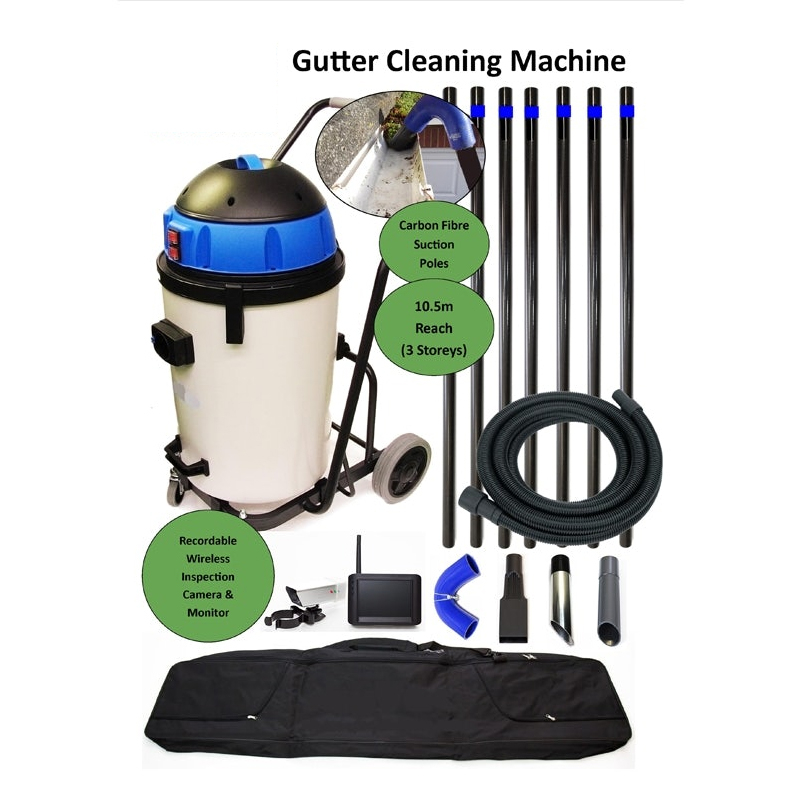 Commercial Gutter Cleaning Vacuum and Inspection System - 10.5m Reach