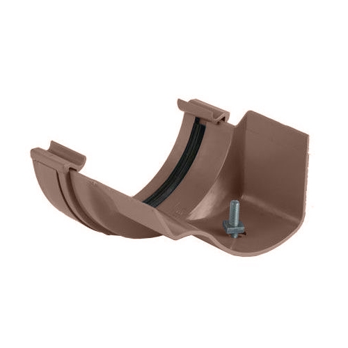 Plastic Guttering Half Round Style to Ogee CI Adaptor RH 112mm - Brown