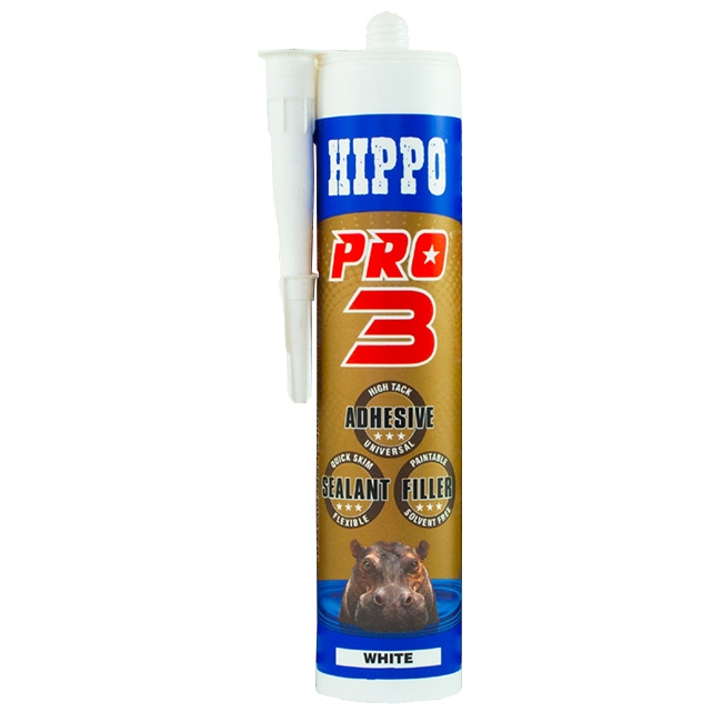 Hippo Pro 3 Adhesive Sealant & Filler 310ml Tube - Natural
