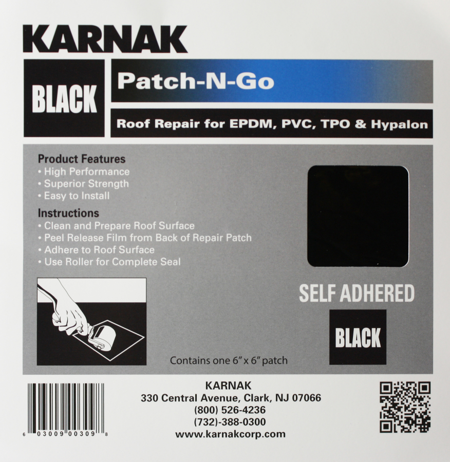 Karnak Patch-N-Go Self Adhesive Patch Repair for EPDM Roofs - Black