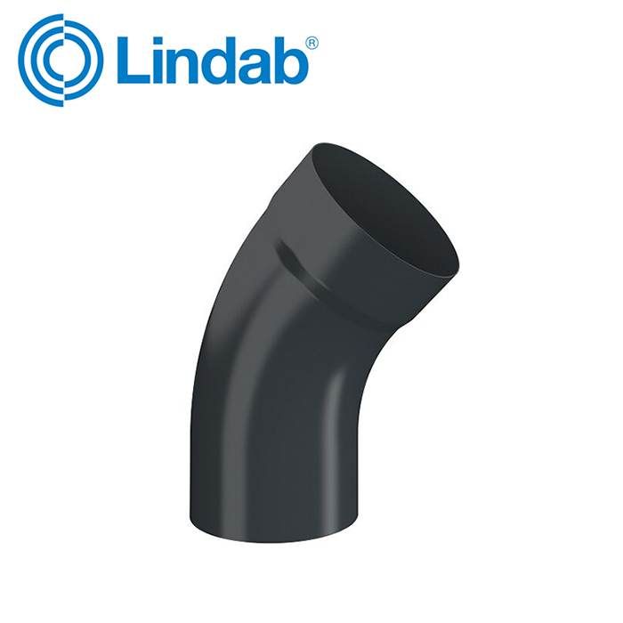 Lindab 45 Degree Pipe Bend with Socket 75mm - Anthracite Grey