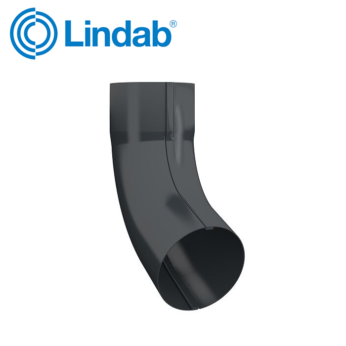 Lindab 70 Degree Pipe Bend with Socket 75mm - Anthracite Grey