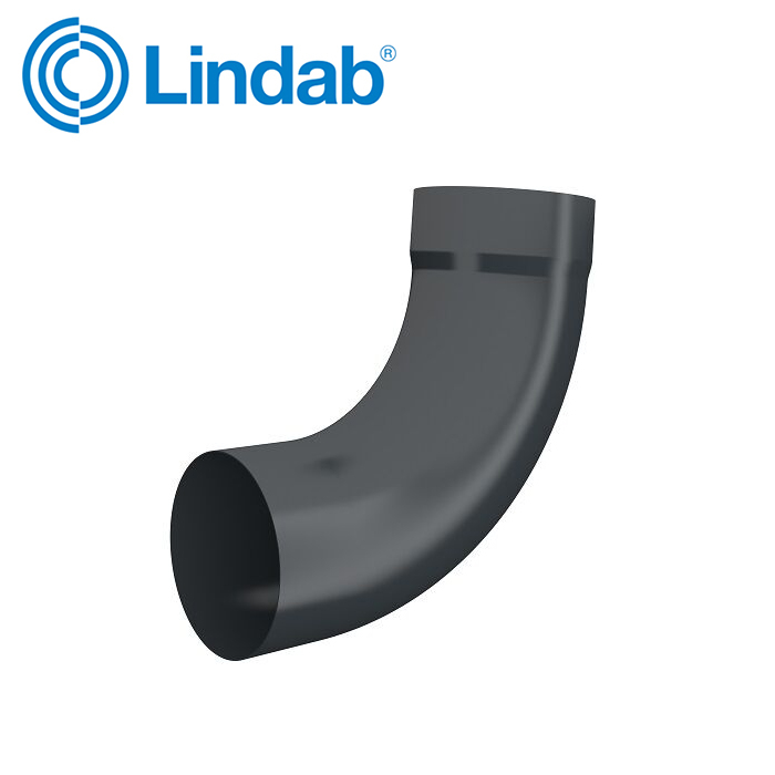 Lindab 85 Degree Pipe Bend with Socket 75mm - Anthracite Grey