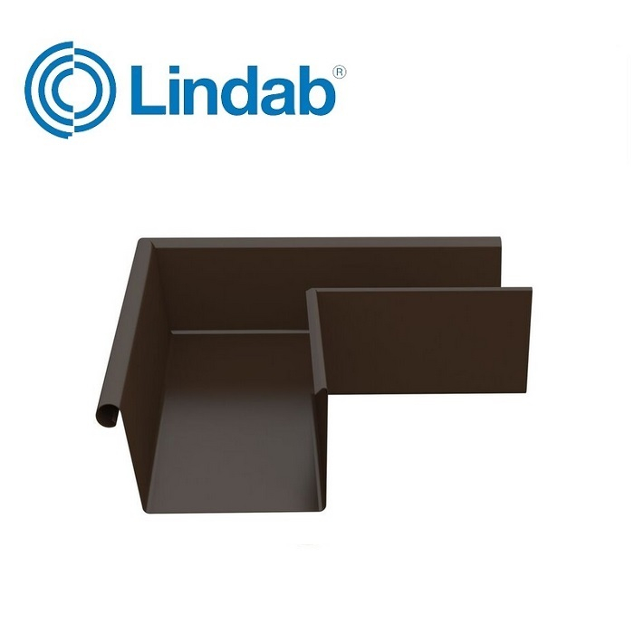 Lindab 90dg Rectangular External Gutter Angle 140mm Painted Brown