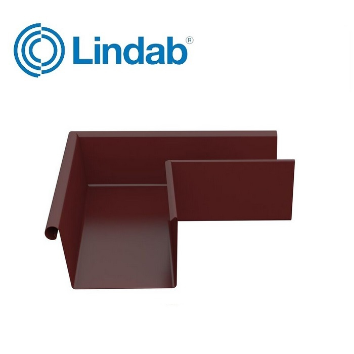 Lindab 90dg Rectangular External Gutter Angle 140mm Painted Dark Red