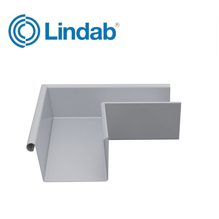 Lindab 90dg Rectangular External Gutter Angle 140mm Painted Silver