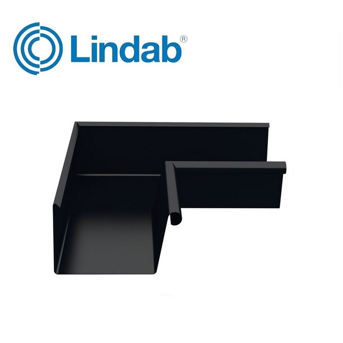 Lindab 90dg Rectangular Internal Gutter Angle 140mm Painted Black