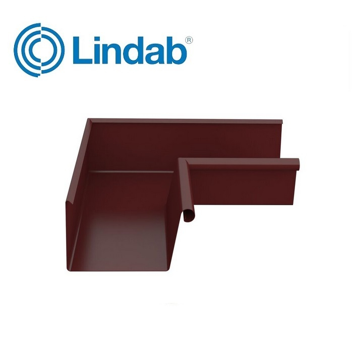 Lindab 90dg Rectangular Internal Gutter Angle 140mm Painted Dark Red