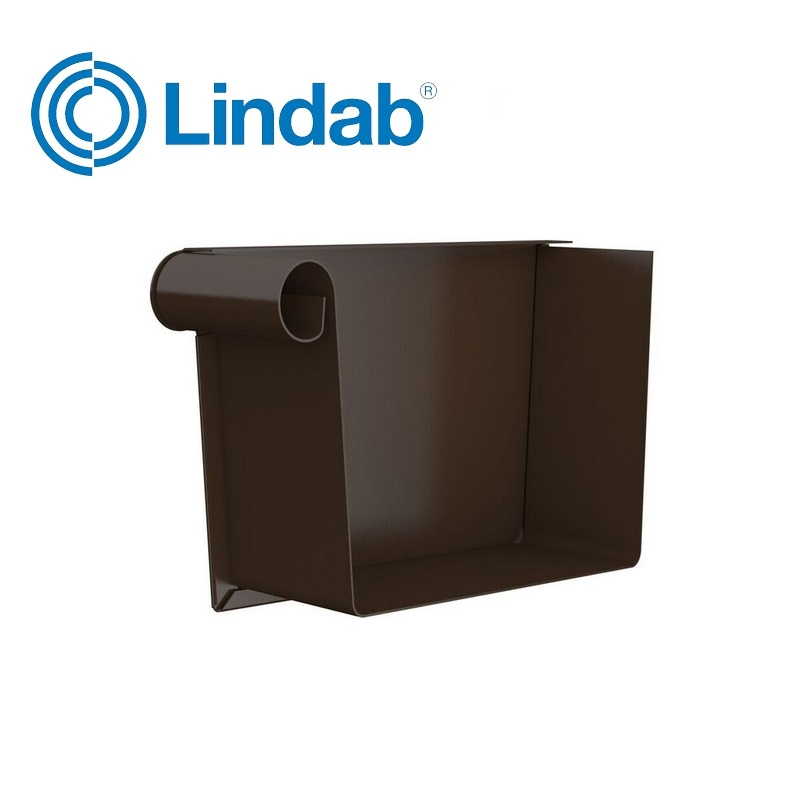 Lindab Rectangular Left Handed Stop End 140mm Painted Brown