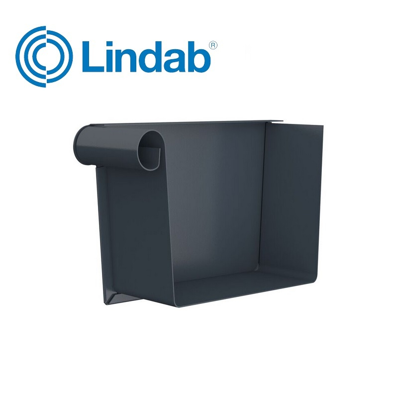 Lindab Rectangular Left Handed Stop End 140mm Painted Dark Grey
