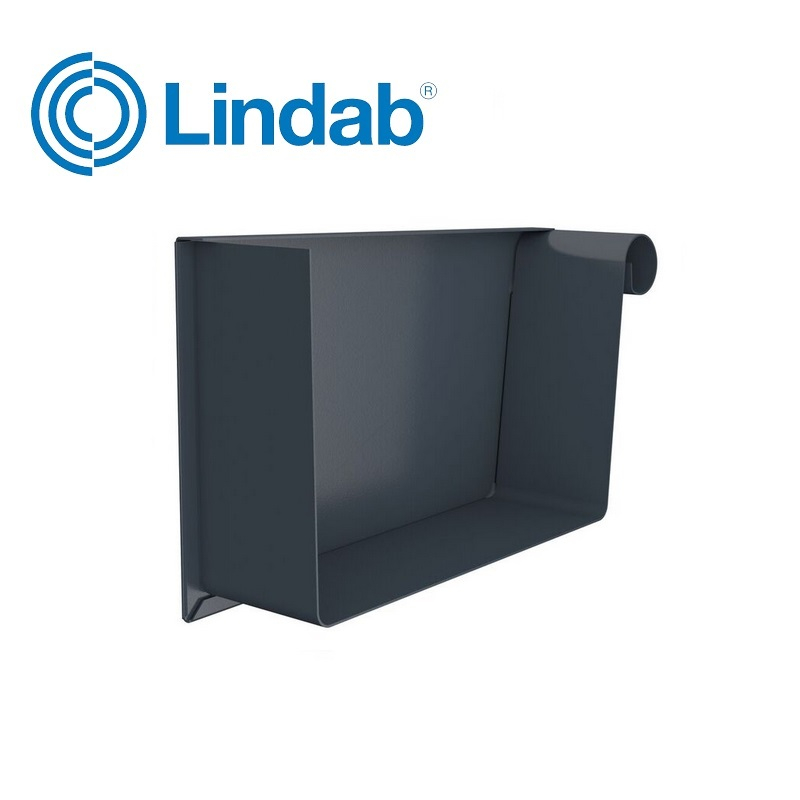 Lindab 140mm Rectangular Steel Right Handed Stop End - Dark Grey