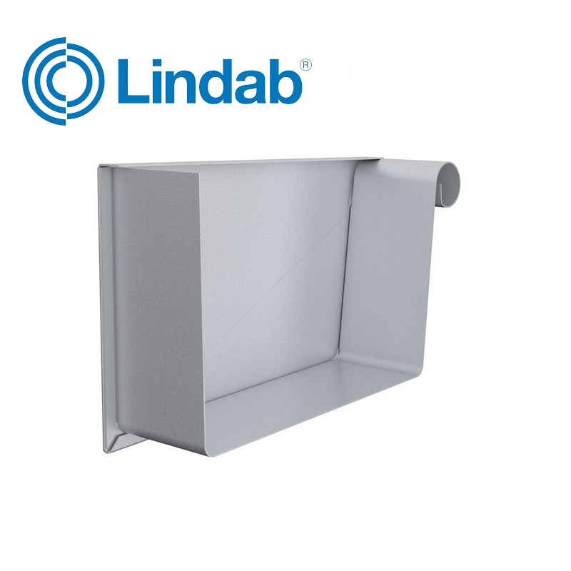 Lindab Rectangular Right Handed Stop End 140mm Painted Silver Metallic