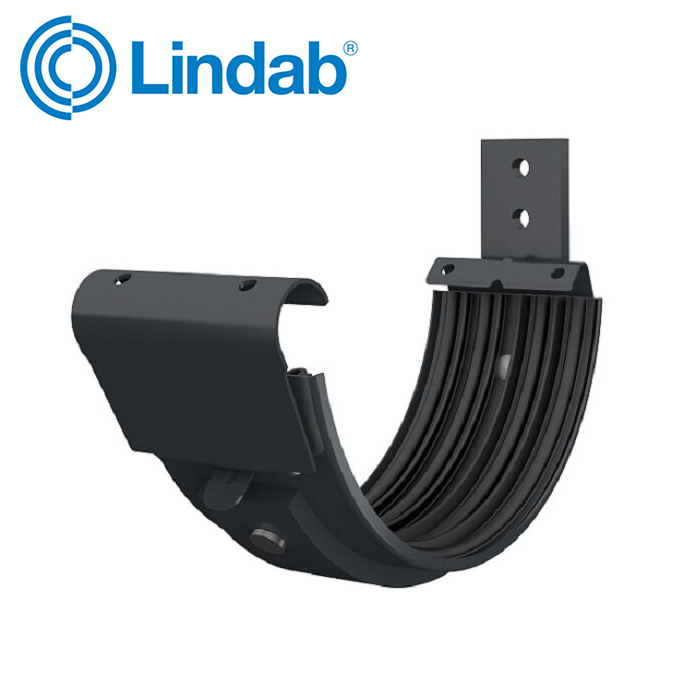 Lindab Half Round Gutter Joint with Bracket 125mm - Anthracite Grey