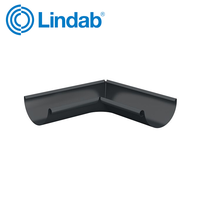 Lindab Half Round Int. 90 Degree Gutter Angle 125mm - Anthracite Grey