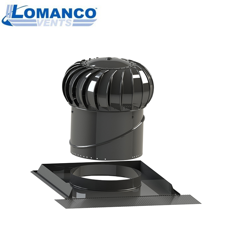 Lomanco Vent Turbine Pitched Roof Set BIB12 & Universal Base - Black