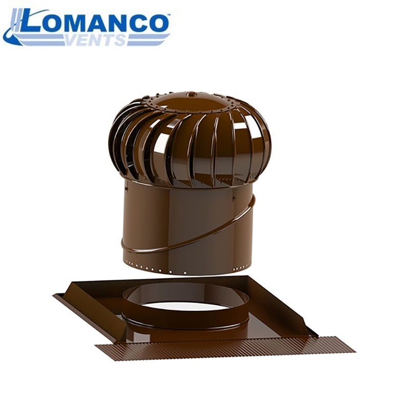 Lomanco Vent Turbine Pitched Roof Set BIB12 & Universal Base - Brown
