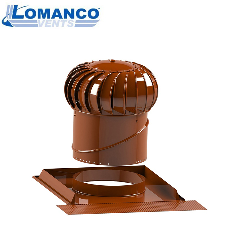 Lomanco Vent Turbine Pitched Roof Set BIB12 & Universal Base - Red