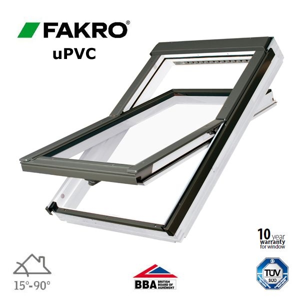 Fakro PTP-V O2/07 White uPVC Centre Pivot Obscure Window - 78 x 140cm