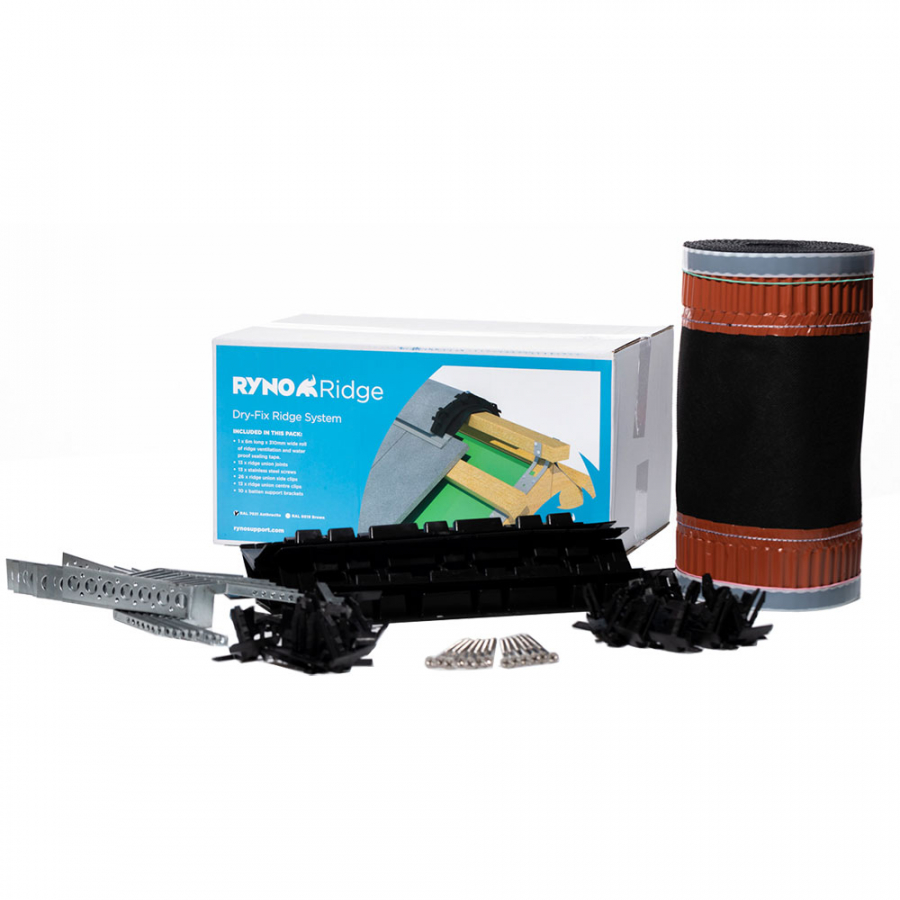 Ryno Roofing Ridge Vent Roll 6m Dry-Fix Ridge Kit - Dark Brown