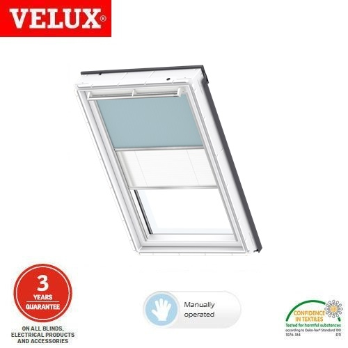 VELUX DFD MK04 4571 Manual Duo Blackout Blind - Light Blue/White