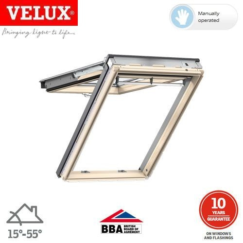 VELUX GPL PK08 3066 Pine Top Hung Window Triple Glazed - 94cm x 140cm