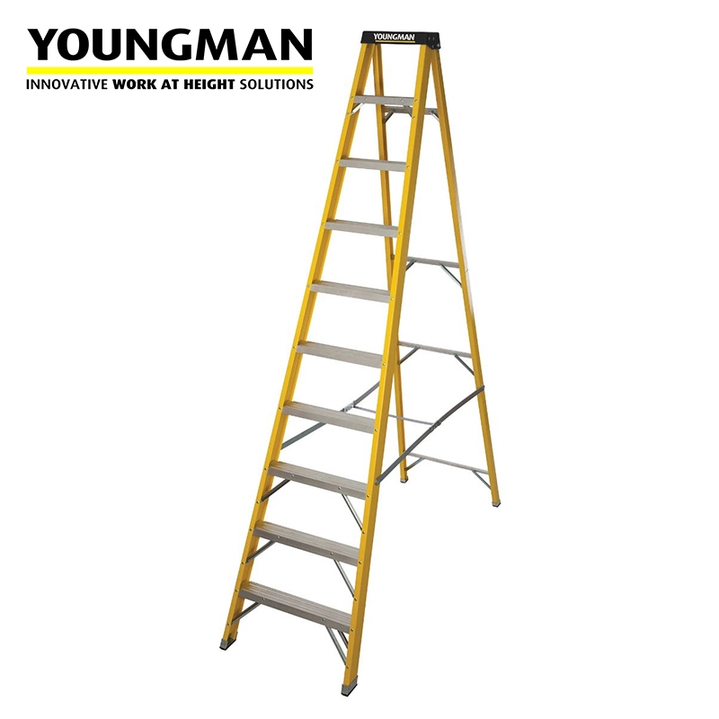 Youngman 10 Tread Swingback S400 GRP Trade Step Ladder - BS EN 131