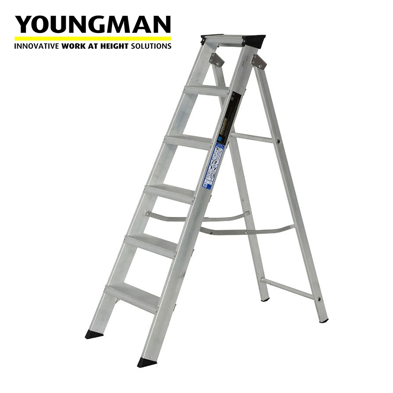 Youngman 6 Tread Industrial Builders Step Ladder - BS 2037 Class 1