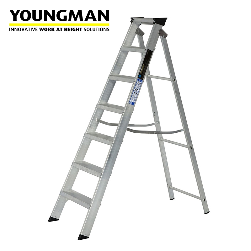 Youngman 7 Tread Industrial Builders Step Ladder - BS 2037 Class 1