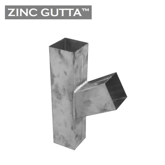 Metal Gutta Zinc 80x80mm Square Downpipe Branch