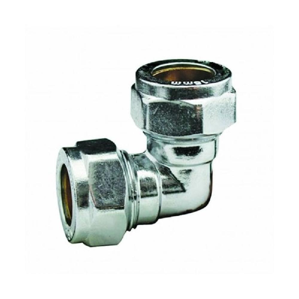 JTM Chrome Compression 90 Degree Reducing Elbow - 22mm x 15mm