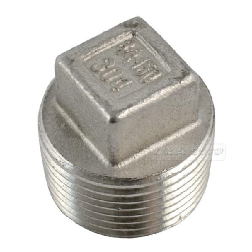 JTM Threaded Stainless Steel Square Hollow Plug 
