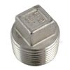 JTM Threaded Stainless Steel Square Hollow Plug - 1 1/4 inch