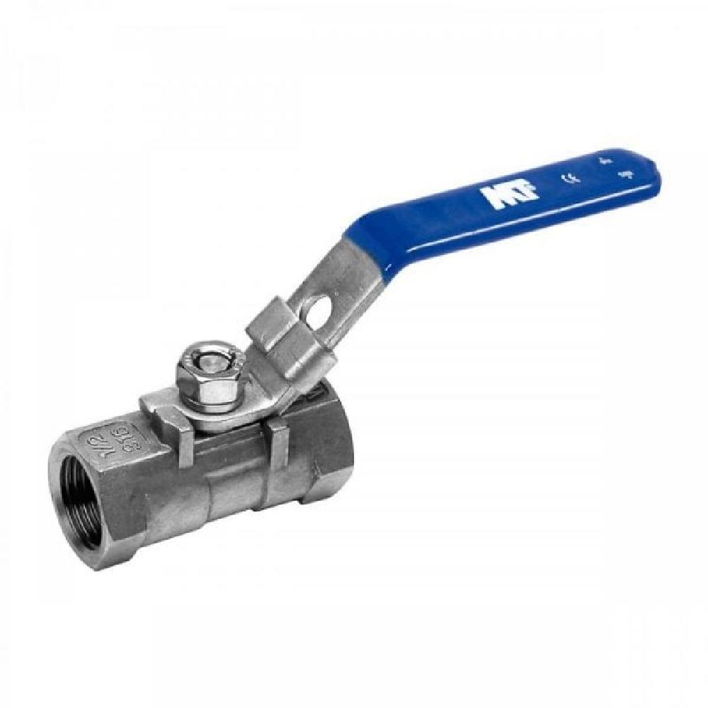JTM Stainless Steel Reduced End Bore Threaded Ball Valve with 1 Piece Blue Lever
