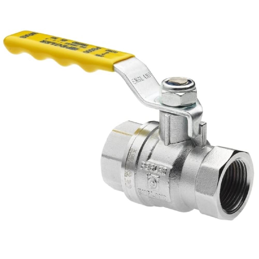 Pegler Yorkshire PB500 PN25 Female x Female Threaded Full Bore Lever Valve with Yellow Handle