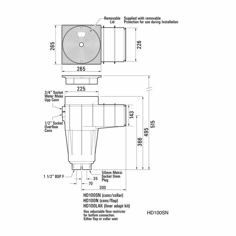 Swimming Pool Skimmer Box Debris Trap Basket Flap Weir for Concrete