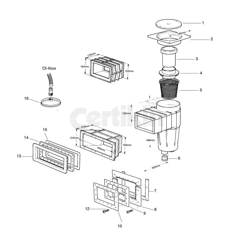 Swimming Pool Skimmer Box Trap with Wide Throat for Lined Pools