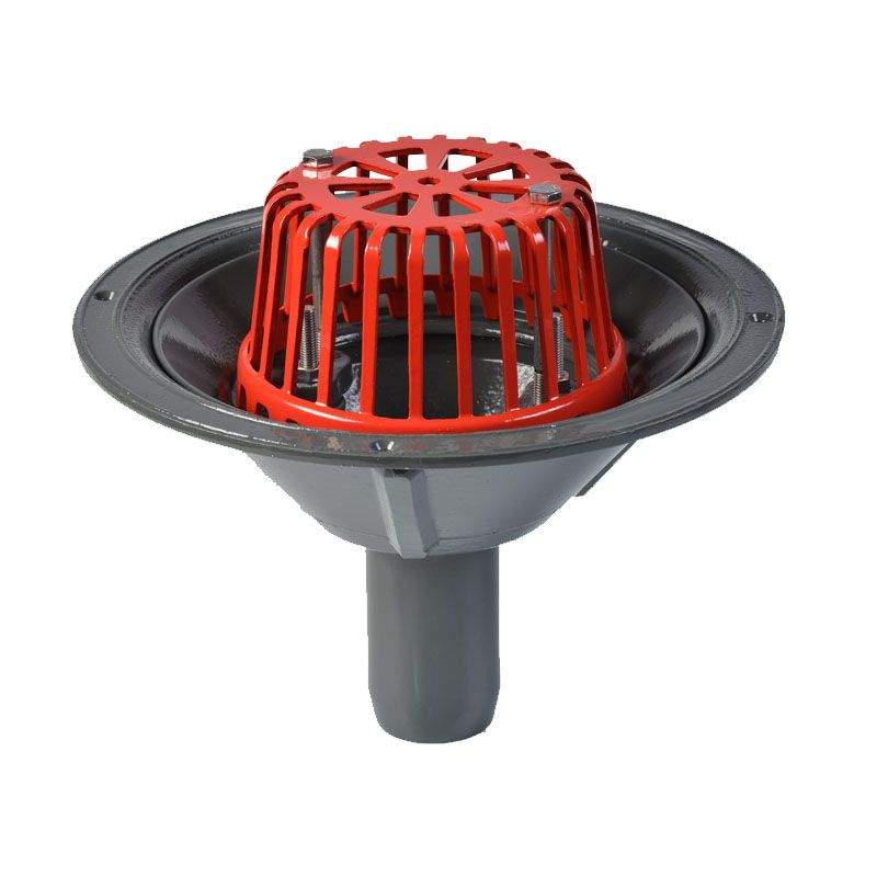 Aco Grey Rainwater Roof Outlet Vertical Spigot With Dome Grate - 50Mm Aluminium