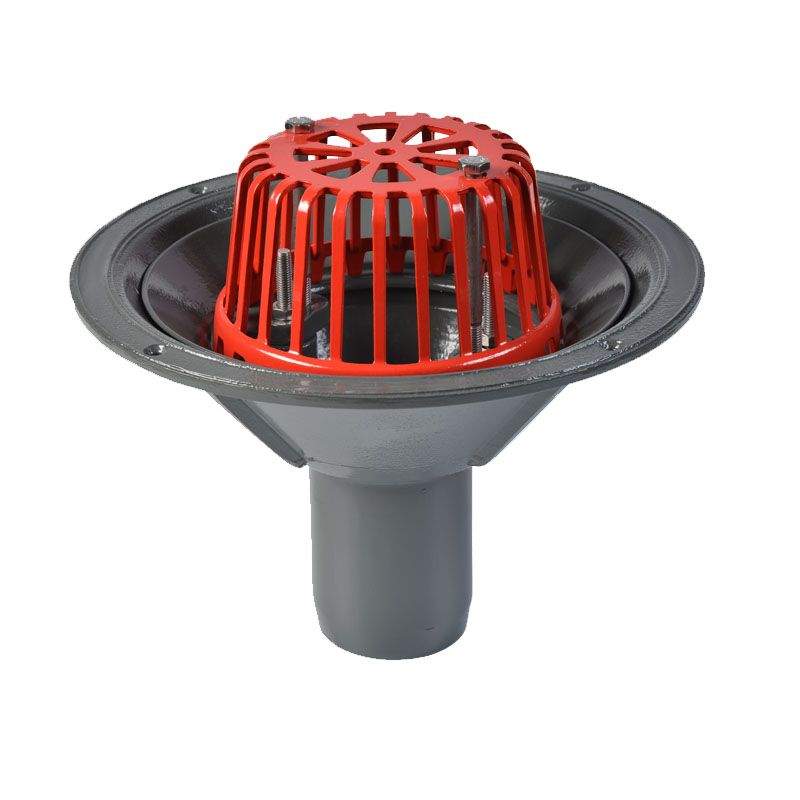 Aco Grey Rainwater Roof Outlet Vertical Spigot With Dome Grate - 75Mm Aluminium
