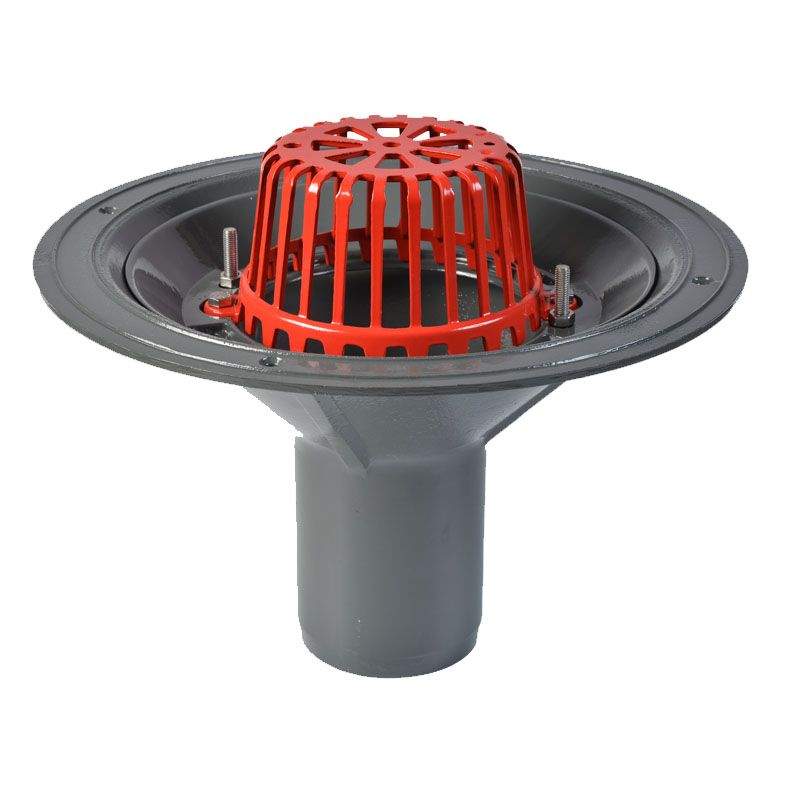 Aco Grey Rainwater Roof Outlet Vertical Spigot With Dome Grate - 100Mm Aluminium