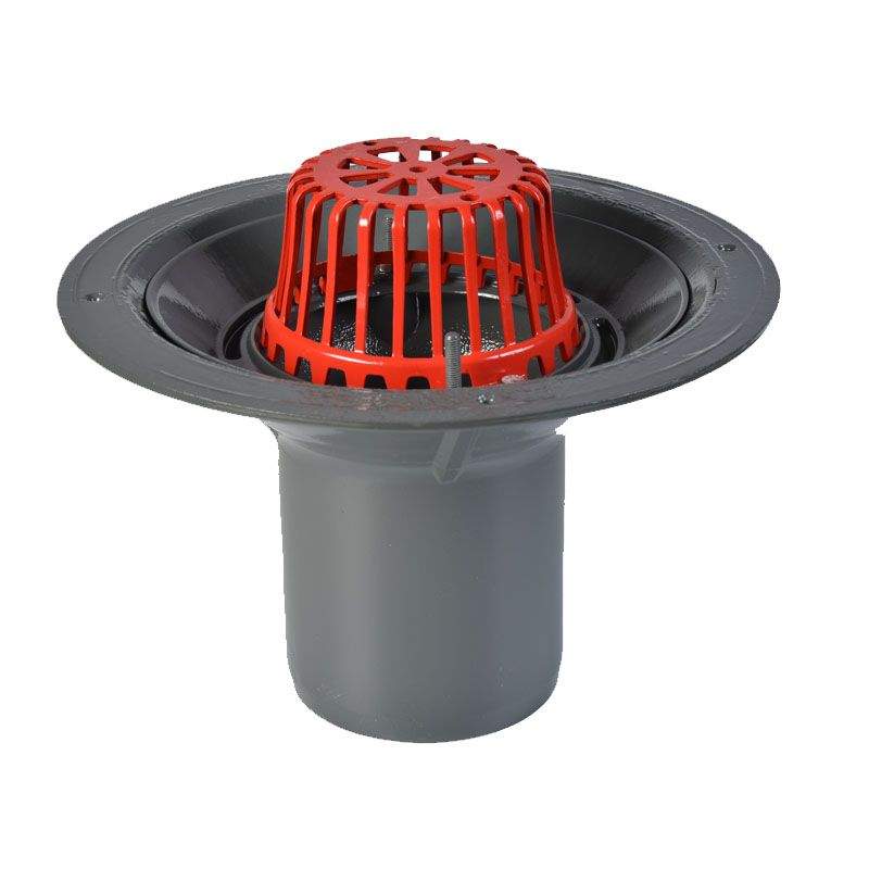 Aco Grey Rainwater Roof Outlet Vertical Spigot With Dome Grate - 150Mm Aluminium