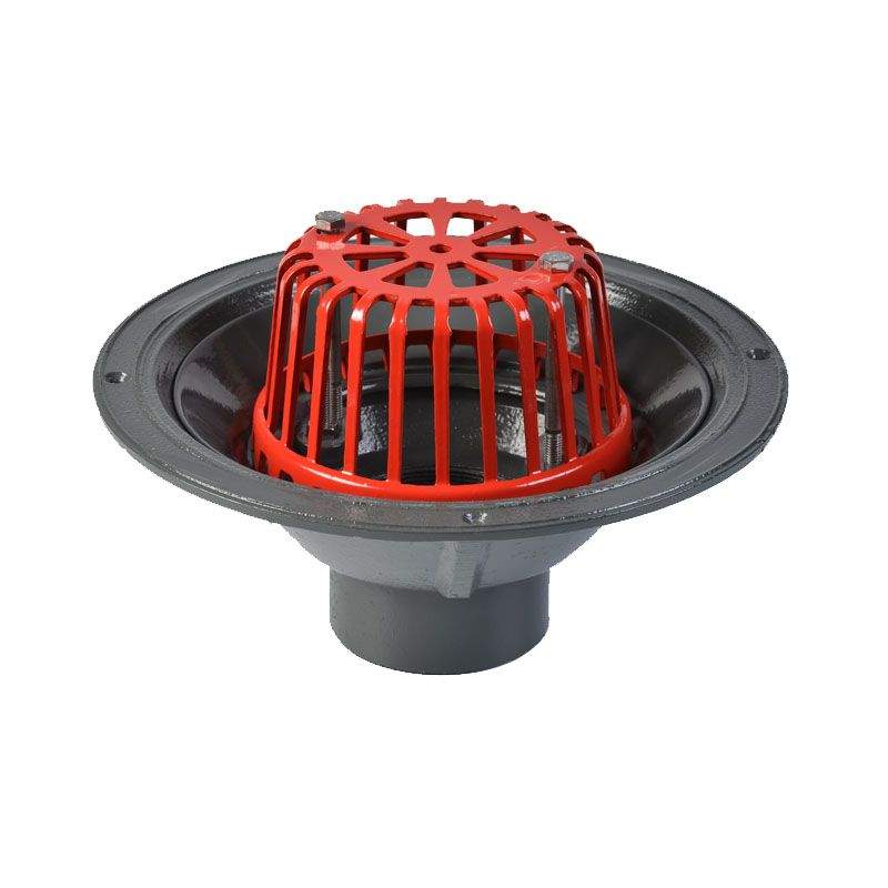 Aco Grey Rainwater Roof Outlet Vertical Screw With Dome Grate - 75Mm Aluminium