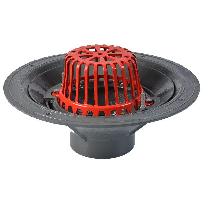 Aco Grey Rainwater Roof Outlet Vertical Screw With Dome Grate - 100Mm Aluminium