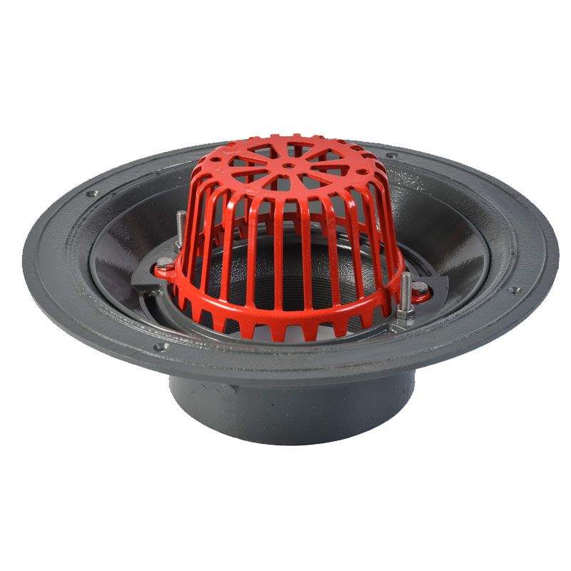 Aco Grey Rainwater Roof Outlet Vertical Screw With Dome Grate - 150Mm Aluminium